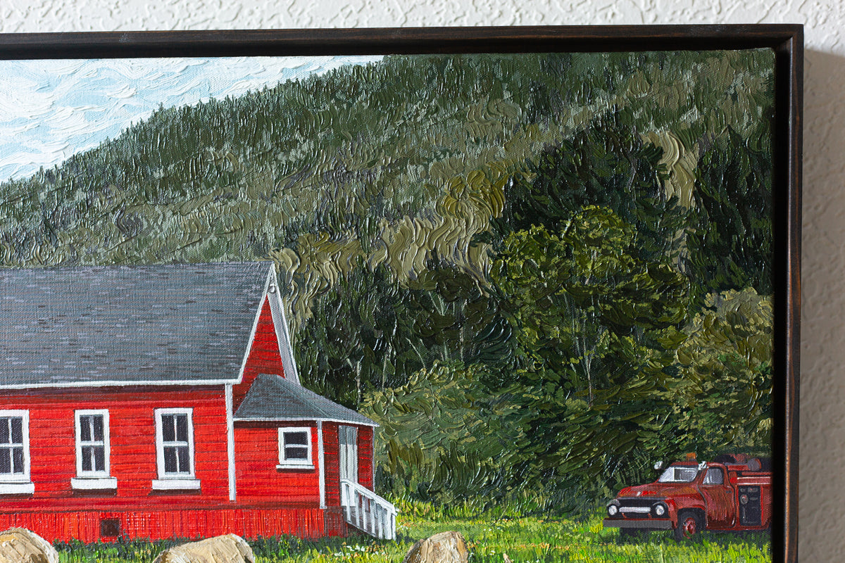 "Red Schoolhouse with Elk"
