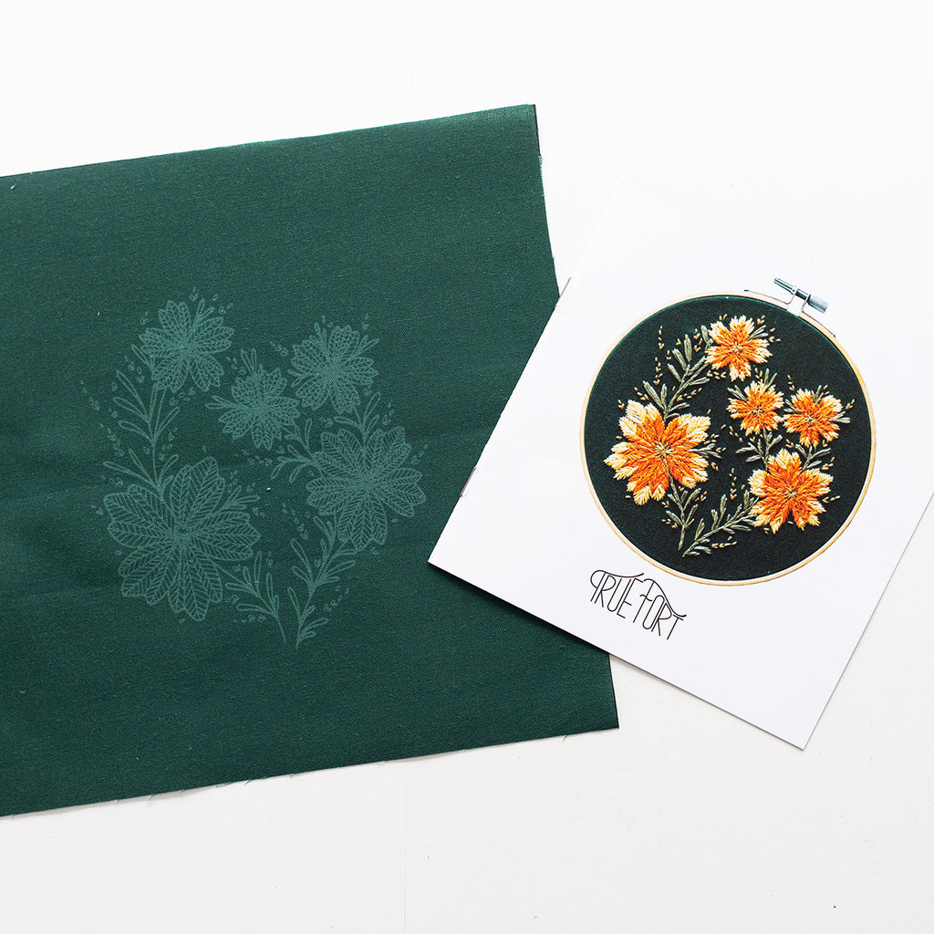 "Forest Blooms" Embroidery Fabric Pattern