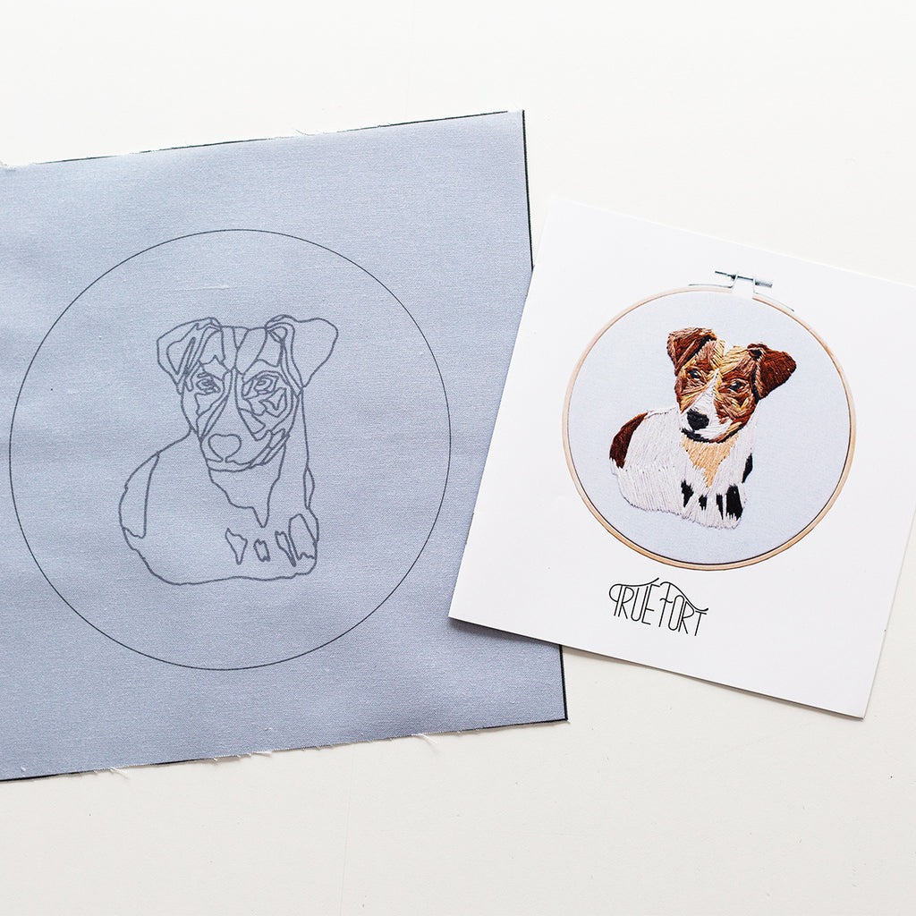 "Jack Russell" Embroidery Fabric Pattern