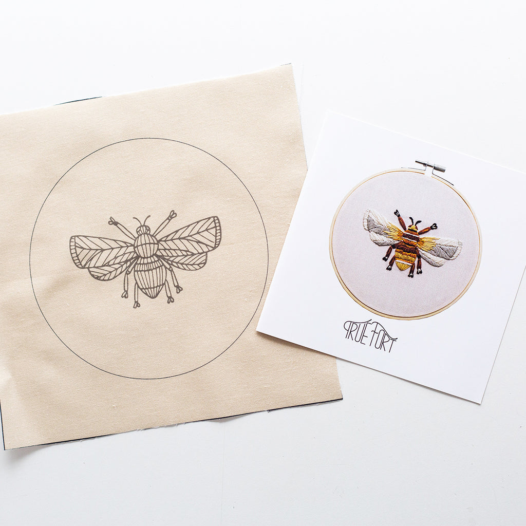 "Winged Creatures Bee" Embroidery Fabric Pattern